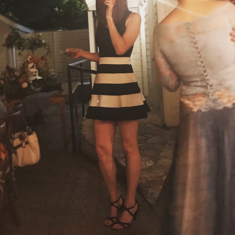 Express Knit Stripe Fit & Flare Dress
